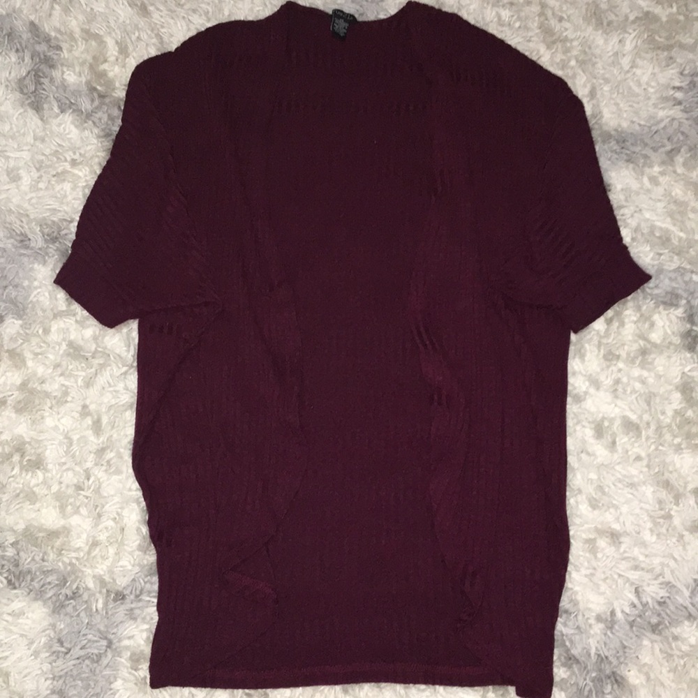 Short Sleeve Maroon Cardigan